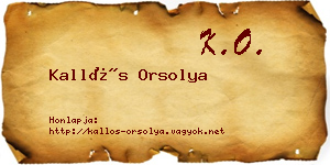 Kallós Orsolya névjegykártya